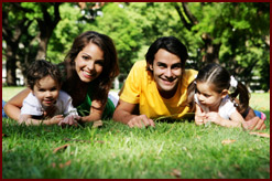 Family on grass